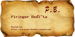 Piringer Beáta névjegykártya